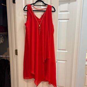 Fun Red Chiffon Flapper Dress size large